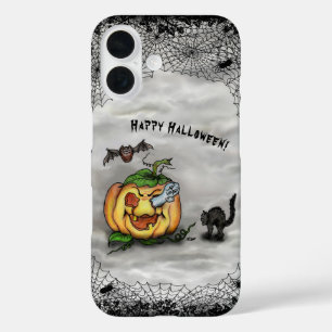 Ghost , Cat , Bat and Pumpkin , Happy Halloween! iPhone 16 Case