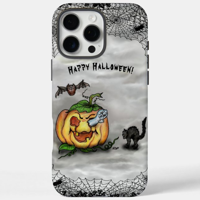 Ghost , Cat , Bat and Pumpkin , Happy Halloween! Case-Mate iPhone Case (Back)