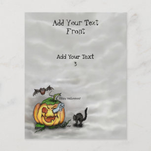 Ghost , Cat , Bat and Pumpkin , Happy Halloween! Flyer