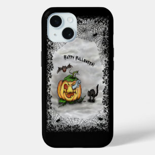 Ghost , Cat , Bat and Pumpkin , Happy Halloween! iPhone 15 Case