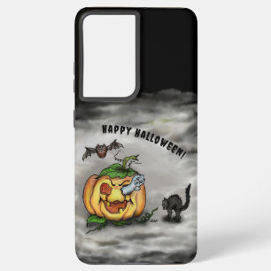 Ghost , Cat , Bat and Pumpkin , Happy Halloween! Samsung Galaxy Case