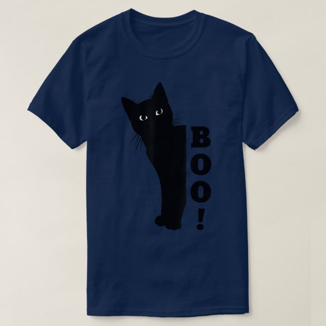 Ghost Cat Boo Animal Pet Funny Hiding Peekaboo Hal T-Shirt (Design Front)