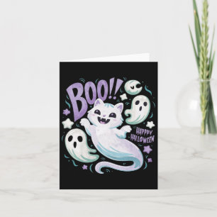 Ghost Cat Boo Kitty Halloween Card