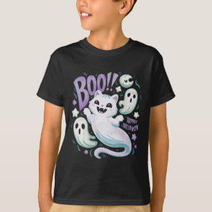 Ghost Cat Boo Kitty Halloween T-Shirt
