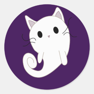 Ghost Cat Classic Round Sticker
