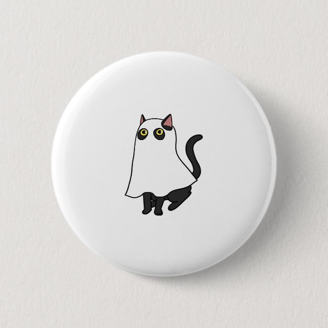 Ghost Cat Classic T-Shirt_2 2 Inch Round Button (Front)