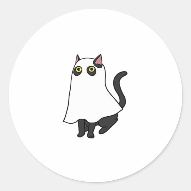 Ghost Cat Classic T-Shirt_2 Classic Round Sticker (Front)