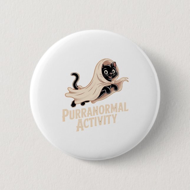 Ghost Cat Classic T-Shirt 2 Inch Round Button (Front)