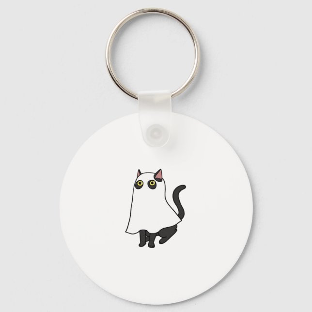 Ghost Cat Classic T-Shirt_2 Keychain (Front)