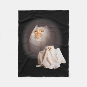 Ghost Cat Ghost Kitten Funny Cat Meme Halloween Fleece Blanket
