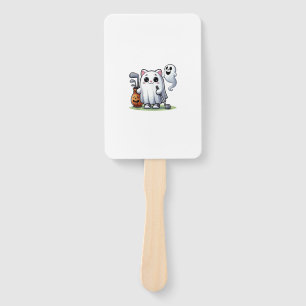 Ghost Cat Golf Pumpkin Halloween. Tank Top Hand Fan