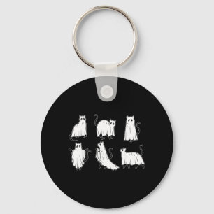 Ghost Cat Halloween Cat Lover Black Cat Spooky Keychain
