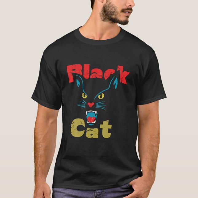 Ghost CAT Halloween Cat Lover Black Cat Spooky Sea T-Shirt (Front)