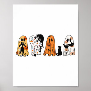 Ghost Cat Halloween Ghost Black Cat Spooky Season  Poster