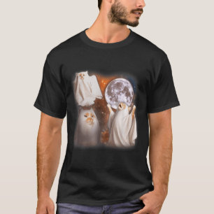 Ghost Cat Howling at Moon Weird Halloween Funny T-Shirt