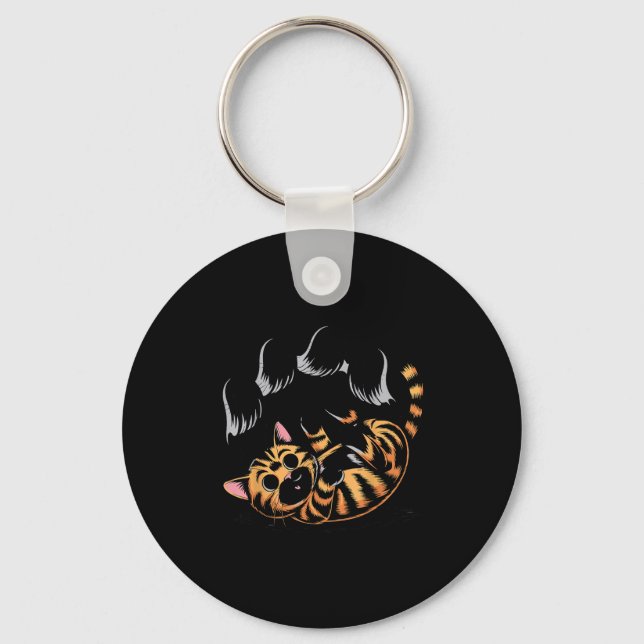 Ghost Cat Meme Funny Halloween Soky Kitty  Keychain (Front)