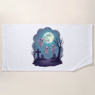Ghost Cat Parade Beach Towel