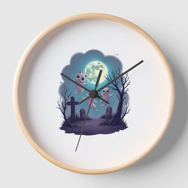 Ghost Cat Parade Clock (Front)