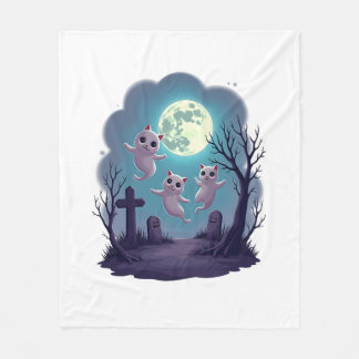 Ghost Cat Parade Fleece Blanket