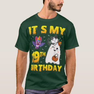 Ghost Cat Pumpkin Candy Corn Its My 19th Birthday T-Shirt