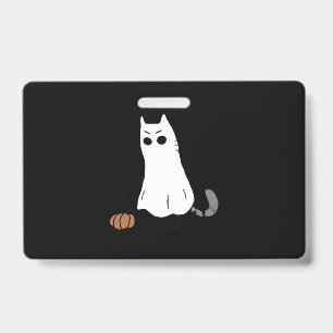 Ghost Cat Pumpkin Halloween Badge