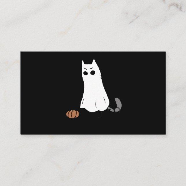Ghost Cat Pumpkin Halloween Business Card (Front)
