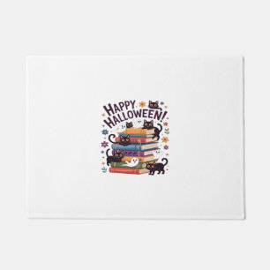 Ghost Cat Reading Books Lover Gifts Halloween Spoo Doormat