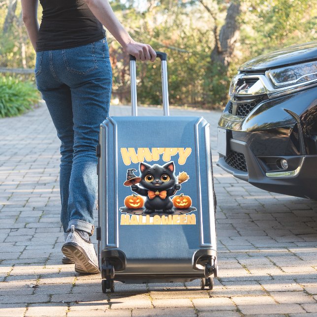 Ghost Cat Tee, Halloween Shirt, Spooky Cute, Unise (Suitcase Insitu)