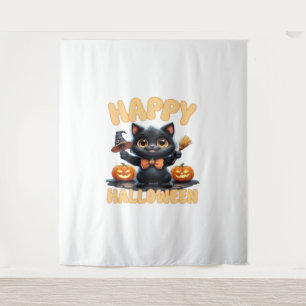 Ghost Cat Tee, Halloween Shirt, Spooky Cute, Unise Tapestry