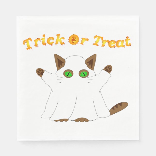 Ghost Cat Trick or Treat Napkin (Front)