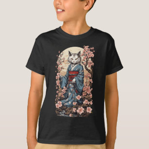 Ghost Cat With Kimono Japanese Yokai Folklore Desi T-Shirt