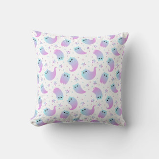 Ghost cats Halloween pattern Throw Pillow