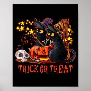 Ghost Cats Pumpkin Spooky Black Cat Mom Halloween Poster