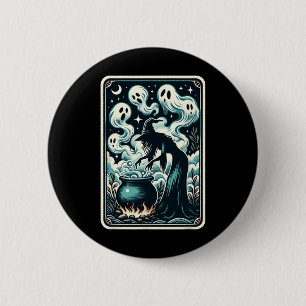 Ghost Cauldron Gothic Supernatural Tarot Card  2 Inch Round Button