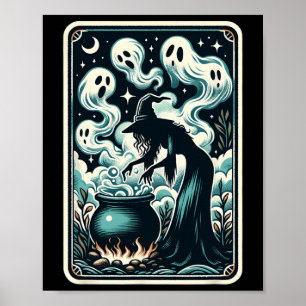 Ghost Cauldron Gothic Supernatural Tarot Card  Poster
