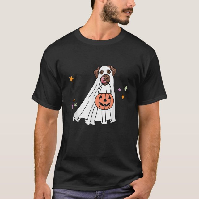 Ghost Chocolate Labrador Retriever Boo Dog Hallowe T-Shirt (Front)