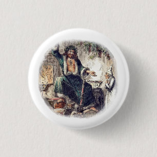Ghost Christmas Present with Scrooge 1 Inch Round Button
