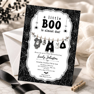 Ghost Clothesline Halloween Baby Shower Invitation
