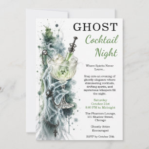 Ghost Cocktail Night Haunted Halloween Party Invitation