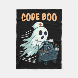 Ghost Code Boo In The Icu Nursing Gift For Hallowe Fleece Blanket