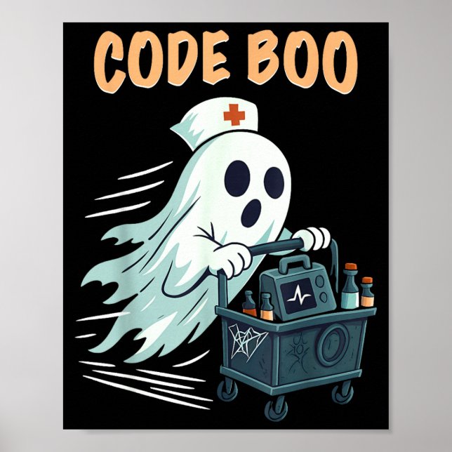 Ghost Code Boo In The Icu Nursing Gift For Hallowe Poster (Front)