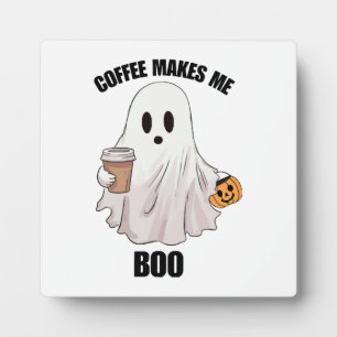 Ghost Coffee Halloween Funny Plaque