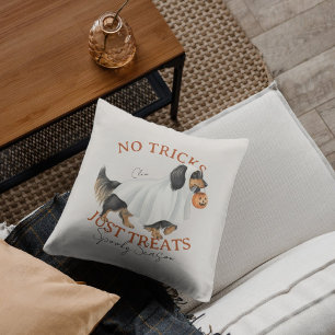 Ghost Costume Dog Dachshund Spooky Season Throw Pillow
