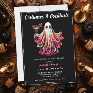 Ghost Costumes & Cocktails Halloween Adult Party Invitation