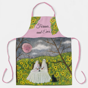 Ghost Couple and Flowers Apron