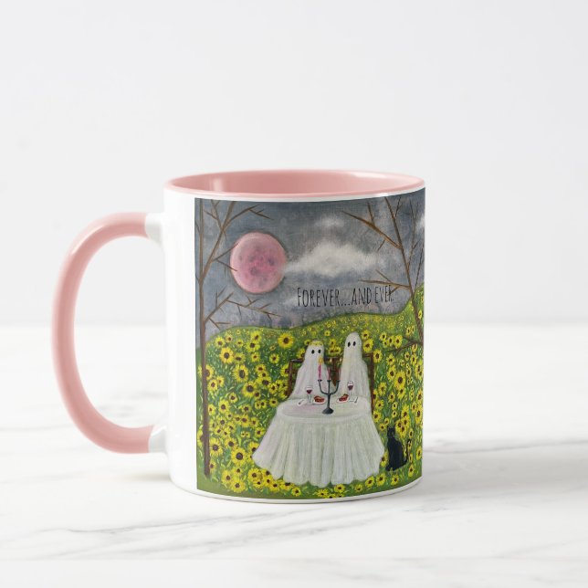 Ghost Couple with Flowers Art Mug (Left)