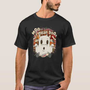 Ghost Cow Moo I Mean Boo Halloween Distressed Leop T-Shirt