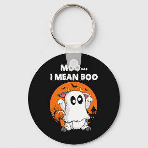 Ghost Cow Moo I Mean Boo Halloween Funny Cow Lover Keychain