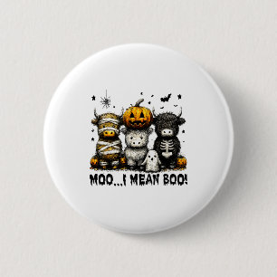 Ghost Cow Moo I Mean Boo Halloween Outfit Funny Co 2 Inch Round Button