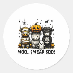 Ghost Cow Moo I Mean Boo Halloween Outfit Funny Co Classic Round Sticker